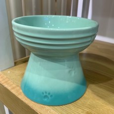 사료그릇 15cm 4색 강아지밥그릇 고양이밥그릇, 청록색 깃털 하이 피트개