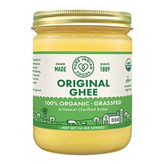 Pure Indian Foods Organic Grassfed Original Ghee Pure Indian Foods 유기농 목초 사육 오리지널 버터 기름 14온스 방목, 396g, 1개