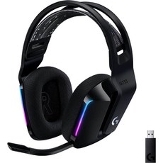 로지텍 G733 라이트스피드 무선 게임용 헤드셋 서스펜션 헤드밴드 Lightsync RGB Blue VOICE 마이크 기술 및 PRO-G 오디오 드라이버가 포함, 검은색, 검은색, 검은색