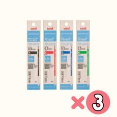 유니 제트스트림 라이트 터치 잉크 멀티펜 전용 리필심 0.5mm, 12개입, 블랙3/레드3/블루3/그린3