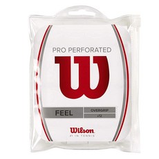 WILSON 프로 오버그립 천공 12팩 - 화이트 테니스 배드민턴 스쿼시