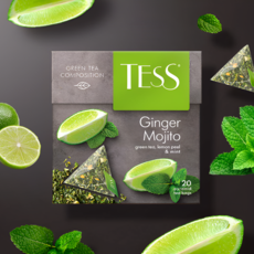 Tess зеленый чай Ginger Mojito (имбирь, лимон, мята), 20 пакетиков по 1.8 г