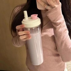 플라스틱 휴대용 거품 차 컵 투명 물병 주스 우유 모카 커피 음료, 7. Pink-850ml, 1개