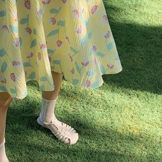 우븐슈즈 심플핏 끈허리띠 편직 샌들