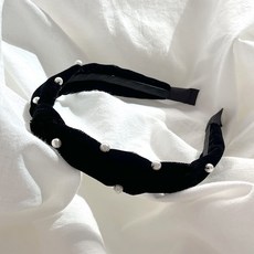 진주 매듭 얇은 벨벳 머리띠
