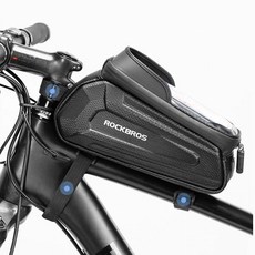 락브로스 자전거 핸드폰거치대 프레임장착 완벽방수 탑튜브 스마트폰 가방, Black, 1개