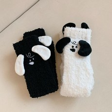 걸스코코 (2개1세트) 곱슬멍멍이 수면양말 강아지 겨울 극세사 양말 보온양말 기모양말 친구선물 2color