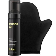 B.tan 다크 셀프 태너 키트 태닝 번들 구매 무스 장갑 어플리케이터 포함 1시간 익스프레스 선리스 폼 빠른 브론징 글로우 가짜 탠 냄새 비건 크루얼티프리 190ml(6.7온, 1개