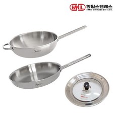 한일STS 스플릿 통5중 스텐레스 인덕션가능 후라이팬세트 3종(후28+궁28+키친아트멀티커버), 1개