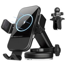 이투무 차량용 고속 무선충전 거치대 송풍구+대시보드형, A8, 블랙 A8, 블랙