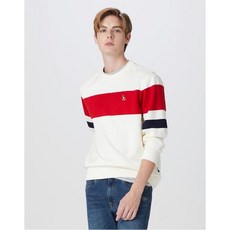 헤지스 남성 20FW [HRC] 화이트 컬러블록 면 맨투맨 티셔츠 HZTS0D011WT