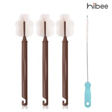 하이비 몽글이 텀블러 병 세척솔 3개+빨대세척솔1개(컬러랜덤), 5.초코브라운3p