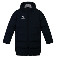 KELME-따뜻한 코튼 패딩 롱 솔리드 스포츠 트레이닝 코트 남아용 여아용 외투 겨울 3883406, Black Jackets, 110cm