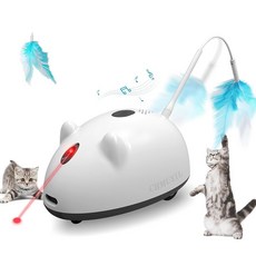  CHMUYIL 고양이 쥐 장난감 캣닢 쥐돌이 사냥놀이 혼자노는 장난감, 흰색 