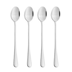 블랙 롱 핸들 차 스푼 주스 교반 수저 스테인레스 스틸 커피 마시는 플랫웨어 주방 드롭 배송 4, 4PCS Silver 2, 4개