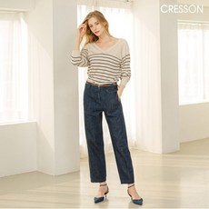크레송크레송 인디고 여성 린넨 블렌디드 배기핏 데님팬츠 C211PT 마감임박!!!