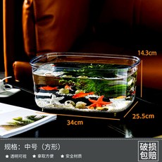 어항세트 반수생키우기 미끄럼 먹이 투명 열대어 둥근 어항 인테리어 사이즈 플라스틱 대형, 스몰 사이즈, 1개
