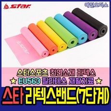 스타스포츠 [스타스포츠] 라텍스밴드 (EU563) 1~7단계 스트레칭 필라테스 스트레칭밴드 0.20~0.65 운동 요가 고무밴드, 옐로우(3단계)