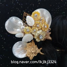 림비녀 자개진주꽃 뒤꽂이 세트