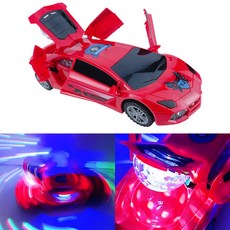 람보르기니 드림 슈퍼카 LED 미러볼 변신 자동차 장난감 크리스마스 단체 선물, 레드