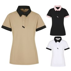 [골프공장] 여성 골프 반팔티셔츠 단짝 포인트 소매 배색 골프티셔츠 스판 쫀쫀 필드룩