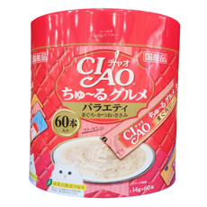 챠오 츄르 버라이어티 고양이 간식, 참치, 닭가슴살, 가다랑어, 840g, 1개