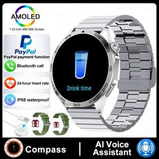 화웨이 샤오미 GT4 프로 스마트 워치 남성용 NFC AMOLED 1.43 인치 466x466 HD 화면 심박수 블루투스 통화, 19 Silver Steel B 2