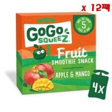 gogo 고고 스퀴즈 후르츠 스낵 애플 망고 4X90g 12팩, 12개