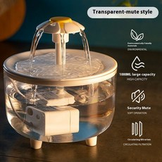 자동 순환 고양이 물 분수 투명 음소거 애완 동물 디펜서 5V USB 충전식 꽃잎 개 정수 필터 1L, 1개