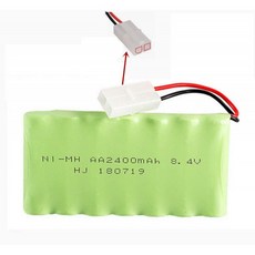미국배송 8.4V 2400mAh NiMH 배터리 팩 충전식 AA 배터리 및 RC 카 RC 트럭 탱크 1팩용 표준 타미야 커넥, 단일옵션