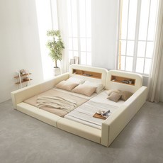 [한정수량 PE폼선물] 파로마 벤들리 가드형 SS+Q_ 40T라텍폼스매트 / 패밀리침대 / 트윈침대, 아이보리/PE폼깔판