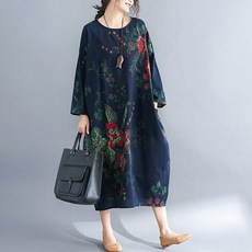 가을 원피스 롱원피스 린넨 스타일 빅사이즈 루즈핏