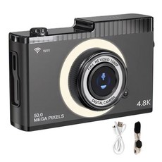 10 대 학생용 손떨림 방지 컴팩트 카메라 4K FHD 50MP 디지털 자동 초점 2.4 인치 IPS 스크린 와이파이 셀, Black, 1개, 02 Black_01 CHINA - 카메라추천