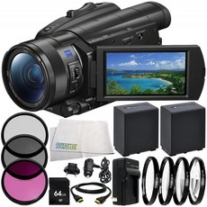 Sony FDR-AX700 4K 캠코더 9PC 액세서리 번들 – 교체 용 배터리 2 개 + AC / DC 급속 가정용 및 여행용 충전기 포함 등 : 전자, 단일옵션