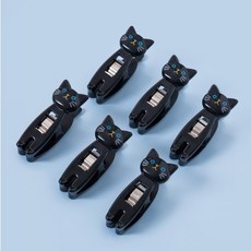 js 고양이 집게 모음 빨래 집게 주방 집게 봉지집게 다용도 집게, 블랙, 세로6개(미니), 1개