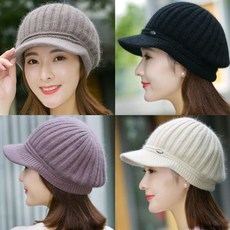 마켓비바로드_니트 리본 큐빅 앙고라 챙모자 S1114 겨울베레모 여성용니트모자 예쁜베레모 겨울헌팅캡 헌팅캡[부재시_문자요망]