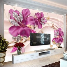 화 사용자 정의 화 종이 3D 입체 꽃 보석 TV 배경 장식 화 사진 벽지 타일 벽 그림 전시 인테리어 미술 거실 예쁜 벽화 작품 꾸미기 대형 침실 밀대 도배 셀프 포인트 시트지, 1㎡