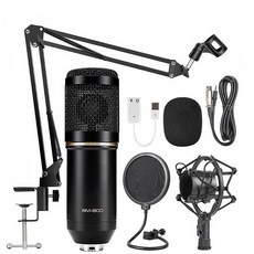 Microfone BM 800 스튜디오 마이크 전문 Microfone BM800 컴퓨터 Podcast TikTok 용 콘덴서 사운드 녹음 마이크|마이크|, 1개, golden, 단일