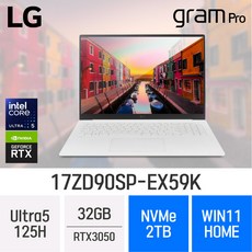 LG전자 그램 프로17 17ZD90SP-EX59K, WIN11 Home, 32GB, 2TB, White
