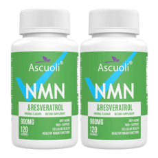 Ascuoli NMN 아스쿠올리 엔엠엔 NMN 트렌스 레스베라트롤 900mg, 2병, 2개, 120정