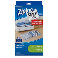 지퍼락 스페이스 백 라지 55cmx76cm 3개입 2팩 Ziploc Flat Space Bags for Organization and Storage