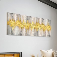 [인메이블] 돈들어오는 황금 나무 숲 추상화 풍수 인테리어 와이드 대형 거실 그림 액자, 01.SG-골드드림, 대형 [160x60cm]