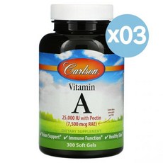 Carlson Labs 칼슨 랩스 비타민 A 7 500mcg RAE(25 000IU) 이뮨 펑션 & 스킨 헬스 300개입 3팩 Vitamin A 7 500 mcg RAE (2, 3개, 300정