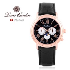 루이스카딘 LOUIS CARDIN 스위스메이드 LC005RGBBK 멀티펑션 문페이즈 남성 가죽시계