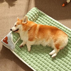 포그망 반려견 꿀잠 베개 침대 논슬립 매트, 카키