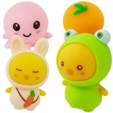 agaplus 紓壓玩具組 橘子+章魚玩偶+小雞 2入, 隨機出貨