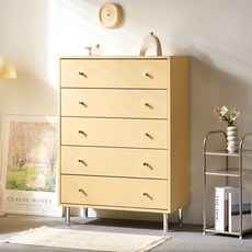 정점 높은 5단 틈새 와이드 서랍장 800, 정점 5단800서랍장, 버터