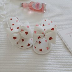 오브메종 3중 쿠션 딸기 리본 면 슬리퍼