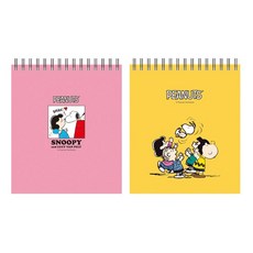 피너츠 스누피 상철 그리드 노트 Yellow + 랜덤 발송, 혼합 색상, 3개