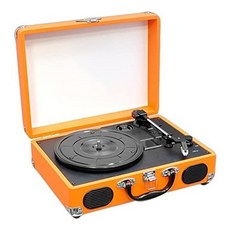 Pyle Retro Belt-Drive Turntable with USB-to-PC Connection with Built-in Rechargeable Battery, 옵션 3 Color = Orange